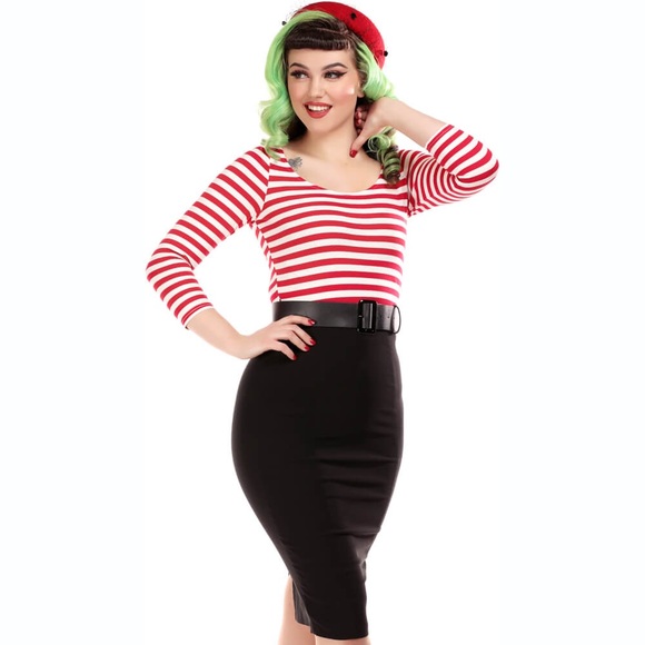 COLLECTIF - Manuela Striped 60's Pencil Dress - Picture 1 of 4